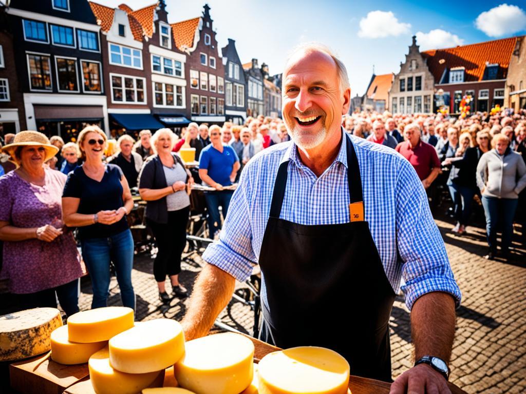 Der Appell des Käsevaters auf dem Alkmaarer Käsemarkt