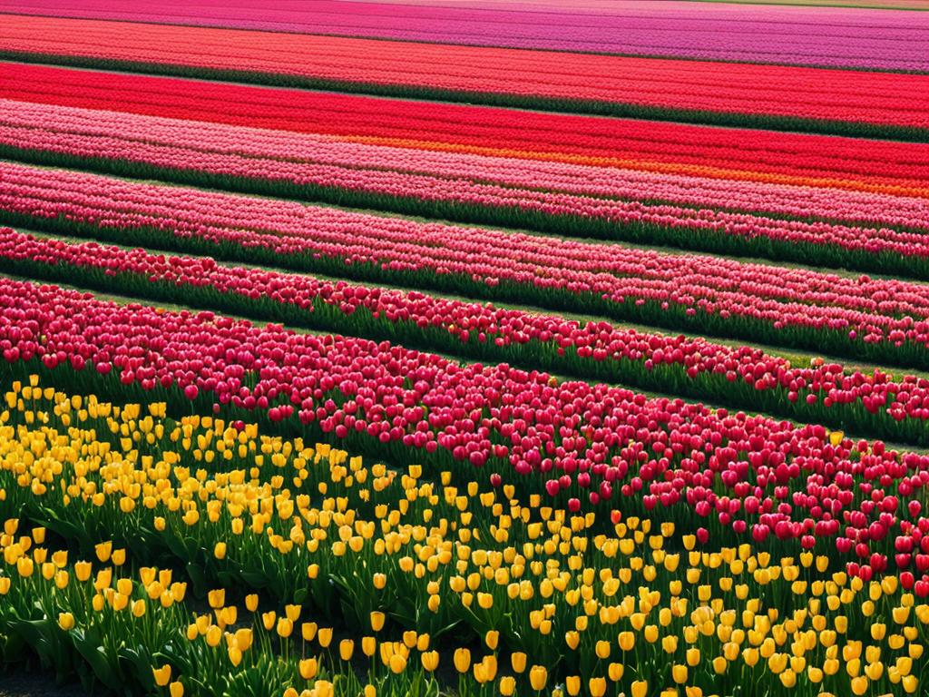 Farbenprächtige Tulpenfelder in den Niederlanden