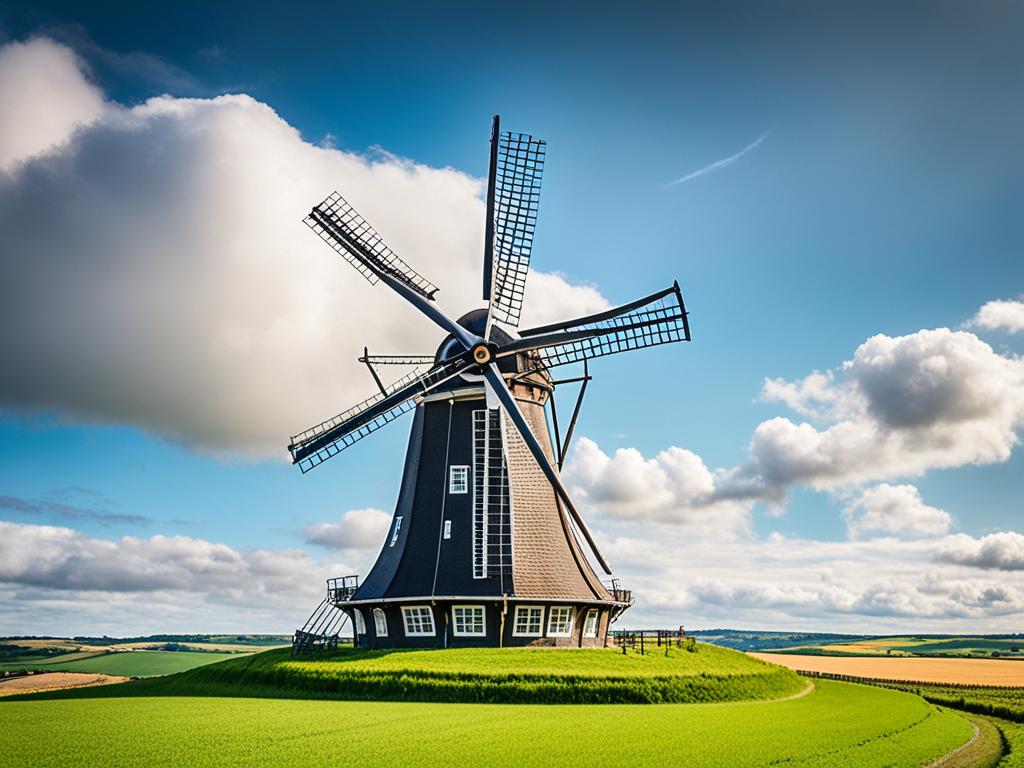 Klassische Windmühle im Cheese Valley Niederlande