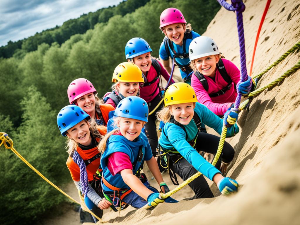 Kletternde Kinder auf der Kletterdüne Schoorl