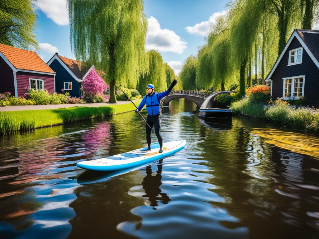 Stand-up Paddling auf den Grachten von Giethoorn