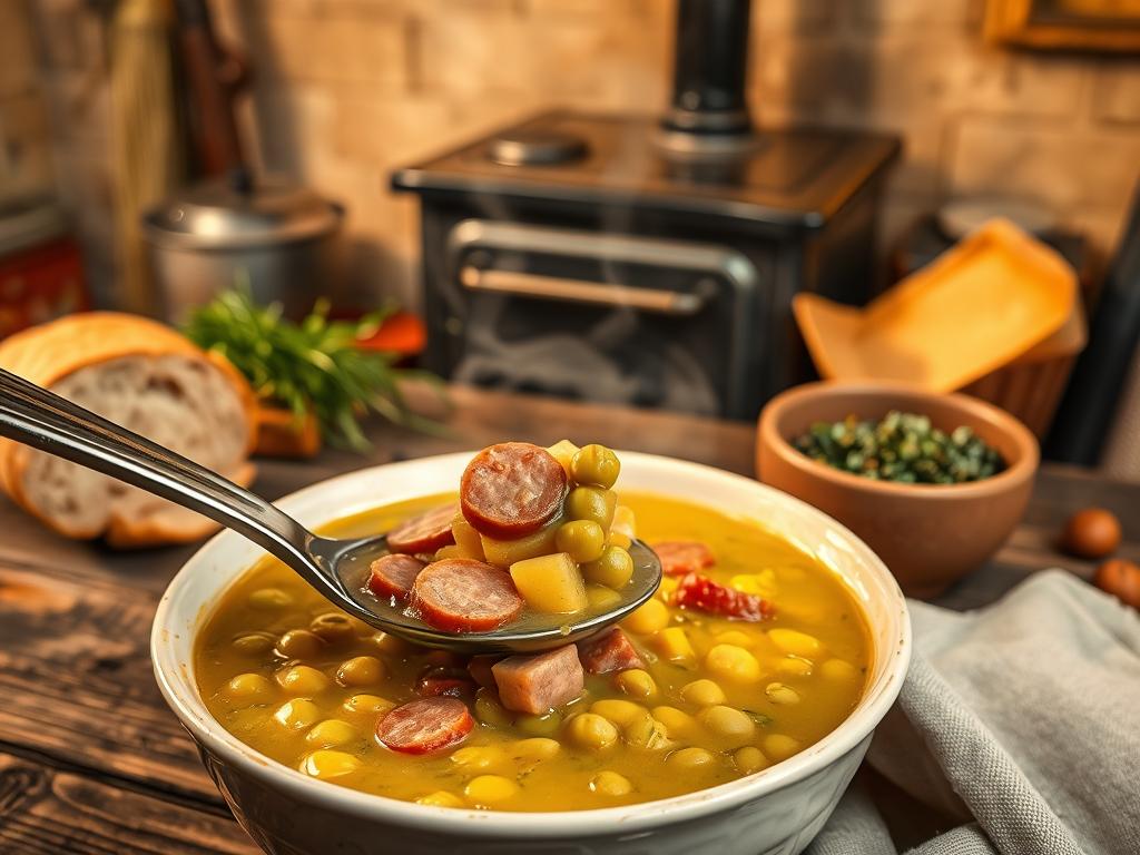 Traditionelles Rezept für Erbsensuppe