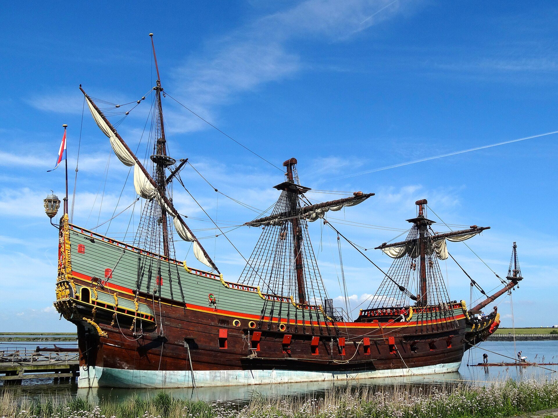 Nachbau des Ostindienfahrers Batavia an der Bataviawerf in Lelystad