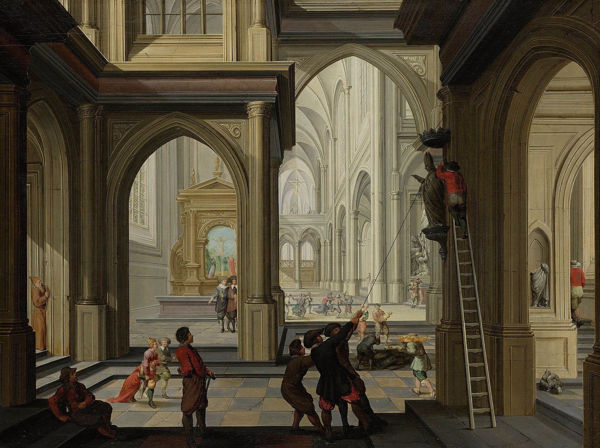 Gemälde von Dirck van Delen: Bildersturm in einer Kirche, 1630